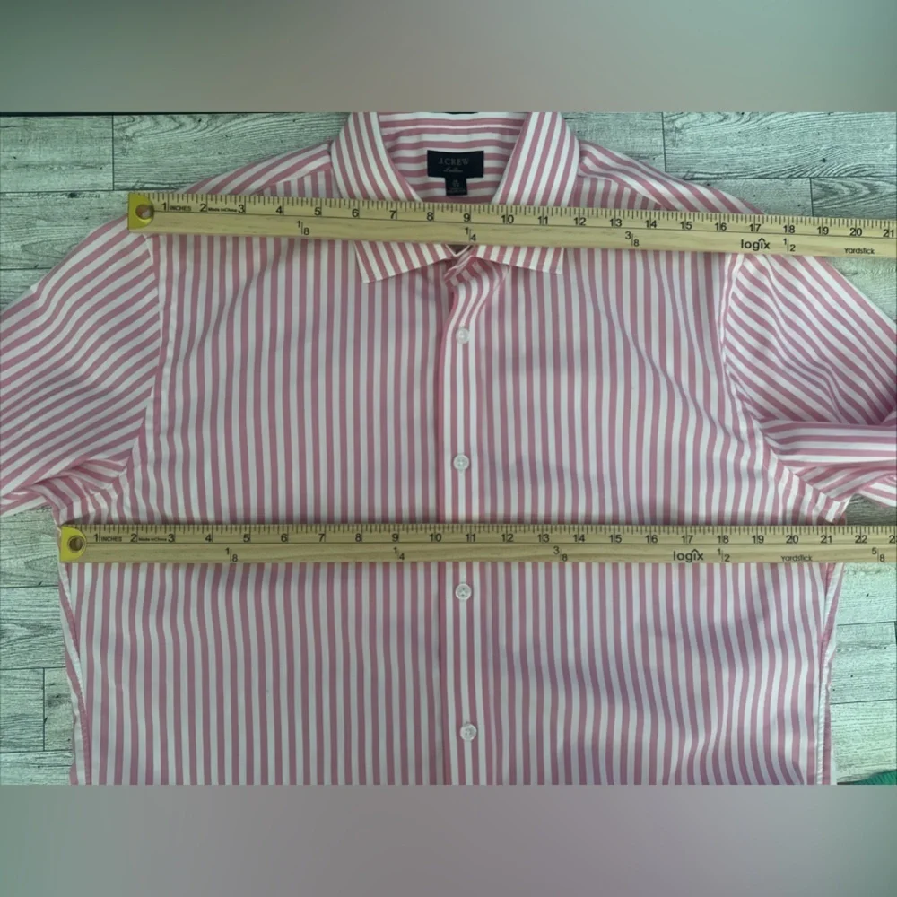 J Crew Ludlow Slim Fit Striped Pink White Dress Shirt Mens Sz 16 34 Long Sleeve
